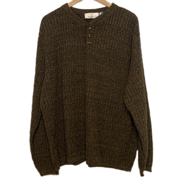 bill blass Other - Vintage Bill Blass Menswear Knit Neutral Henley Crewneck Sweater XL Brown